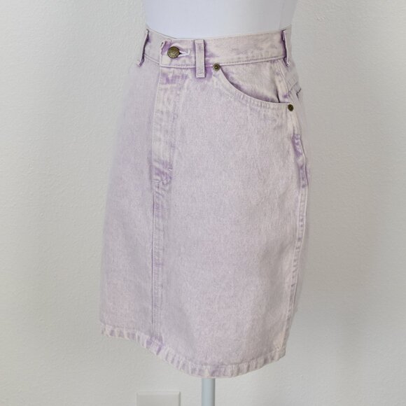 Vintage 80s LEE Denim Acid Wash Purple Pencil Skirt - 7 - Picture 3 of 11